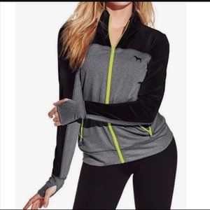 PINK Victoria's Secret Ultimate Zip Front Jacket Black /Gray